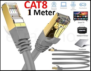 CAT8 Ethernet Network Cable 40Gbps LAN Patch Cord SSPT Gigabit Lot 1M GREY color